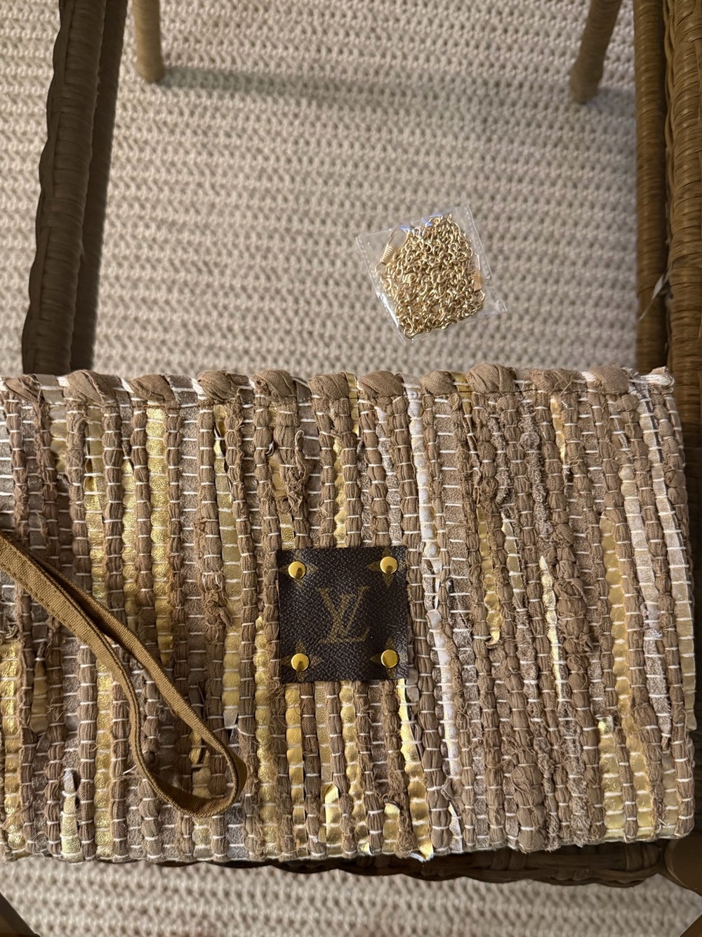 Woven Straw Wristlet Clutch in Natural Tan